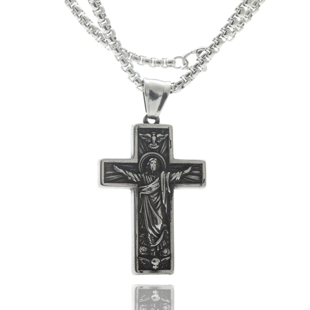 Titanium Steel Cross Necklace Retro Men's Cross Stainless Steel Pendant