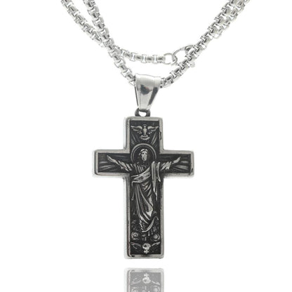 Titanium Steel Cross Necklace Retro Men's Cross Stainless Steel Pendant