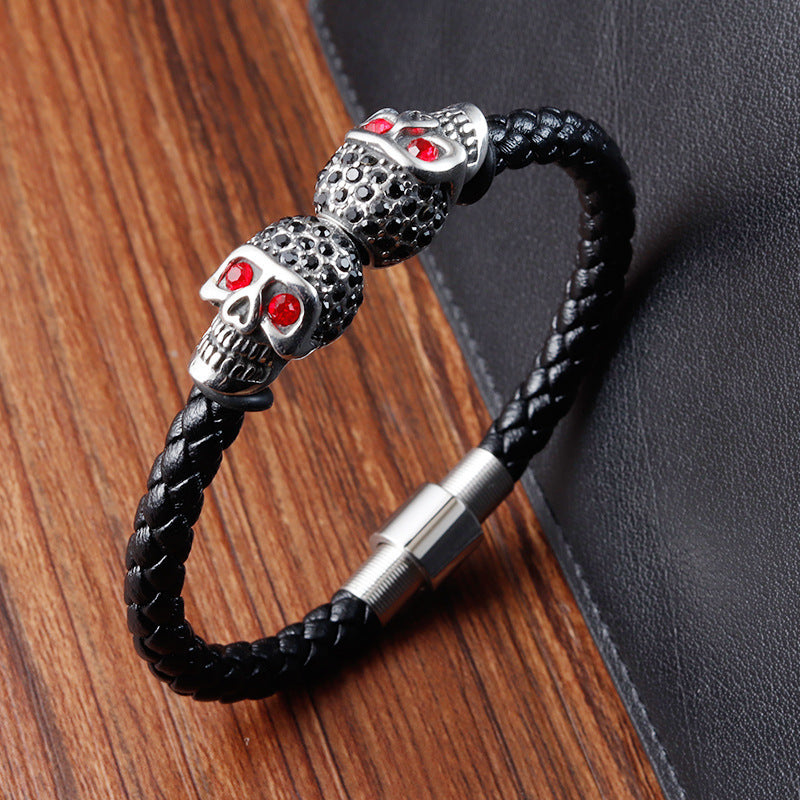 Punk Rock Braided Leather Cord Bracelet