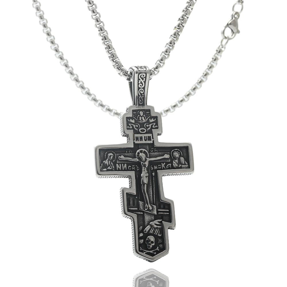 Titanium Steel Cross Necklace Retro Men's Cross Stainless Steel Pendant