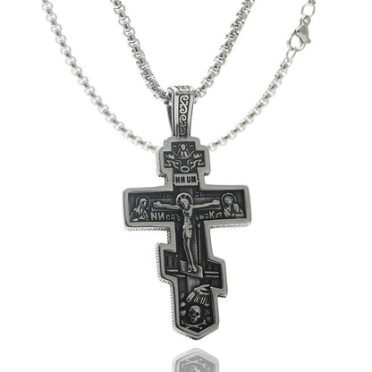 Titanium Steel Cross Necklace Retro Men's Cross Stainless Steel Pendant