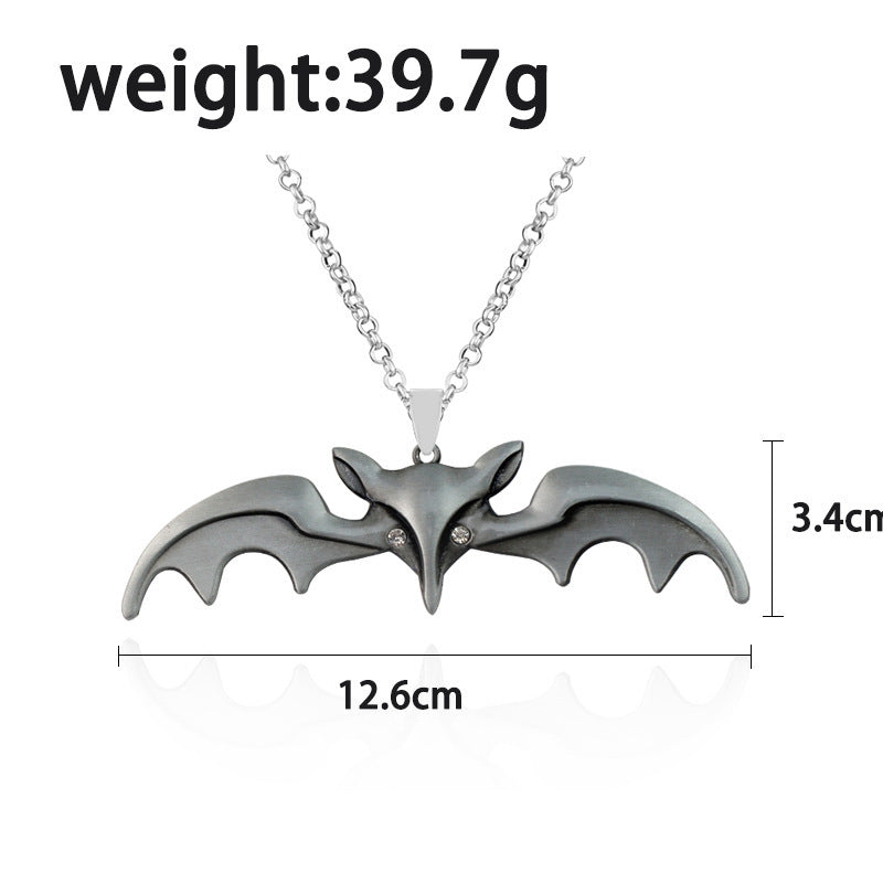 Halloween Animal Bat Wing Diamond Necklace