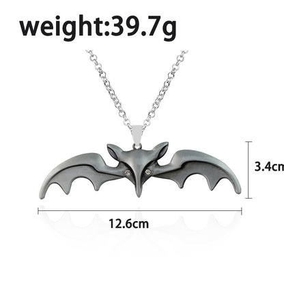 Halloween Animal Bat Wing Diamond Necklace