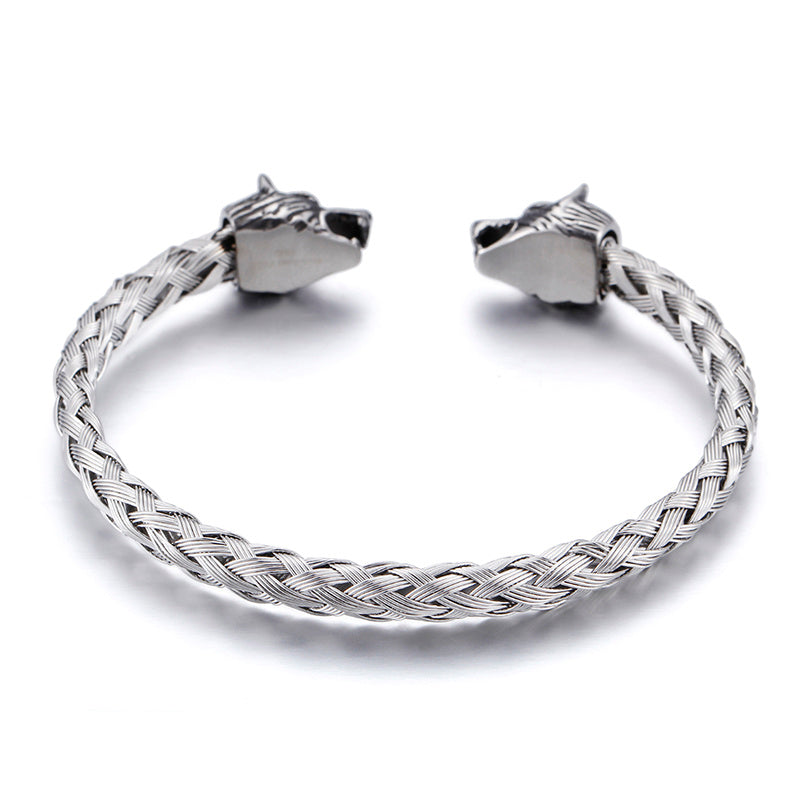 Stainless Steel Skull Braided Bracelet