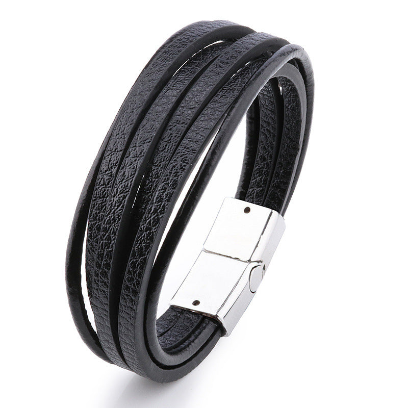 Men's Alloy Braided PU Leather Bracelet