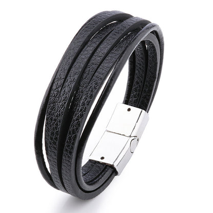 Men's Alloy Braided PU Leather Bracelet