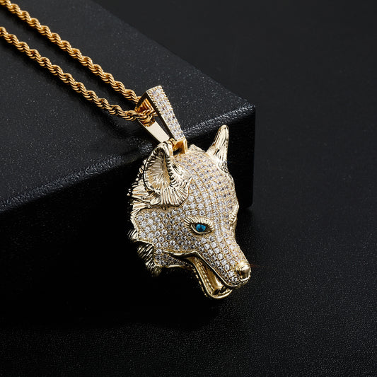 European And American Punk Hip Hop Wolf Head Necklace Pendant Men's Fashion Brand Accessories