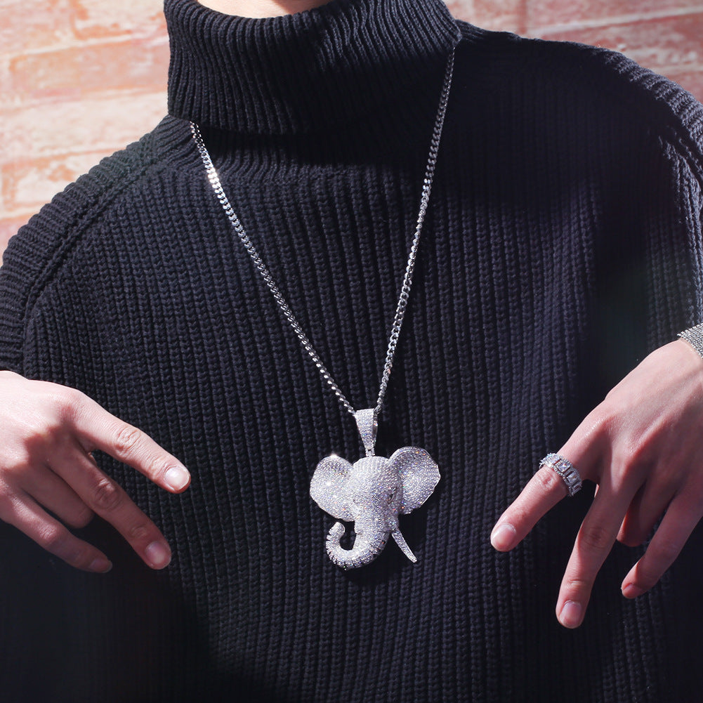 Zircon Three-dimensional Animal Elephant Pendant Necklace