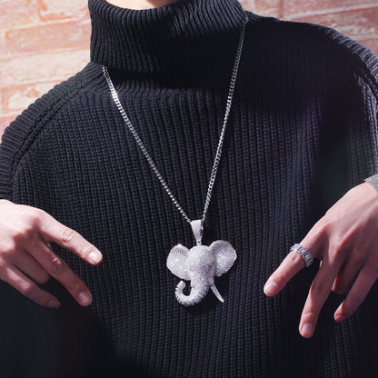 Zircon Three-dimensional Animal Elephant Pendant Necklace