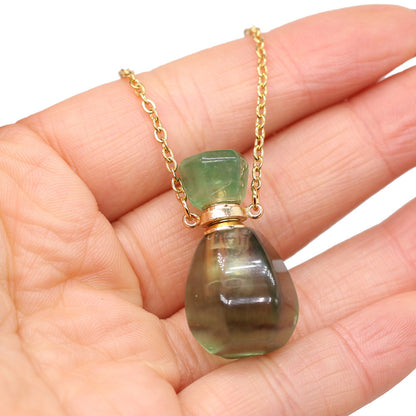 Exquisite Natural Stone Necklace Perfume Bottle Pendant
