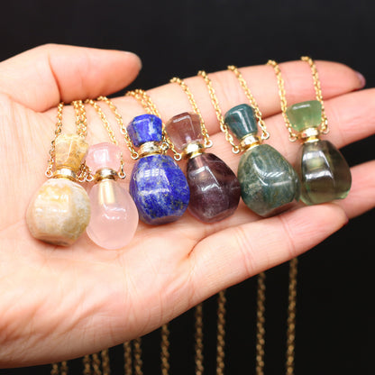 Exquisite Natural Stone Necklace Perfume Bottle Pendant