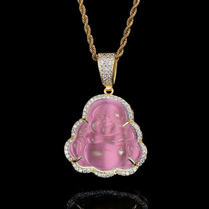 Hip Hop Necklace Opal Maitreya Buddha Pendant Necklace