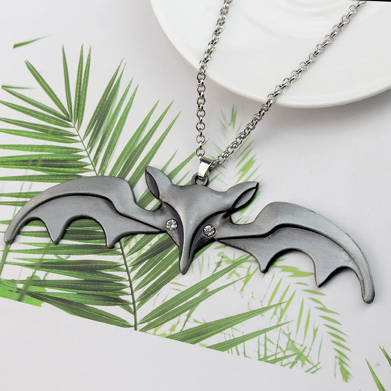 Halloween Animal Bat Wing Diamond Necklace