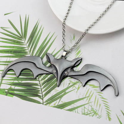 Halloween Animal Bat Wing Diamond Necklace