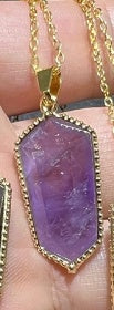 Natural Amethyst Crystal Agate Pendant Rough Stone Gemstone Necklace