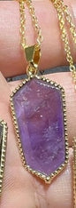 Natural Amethyst Crystal Agate Pendant Rough Stone Gemstone Necklace