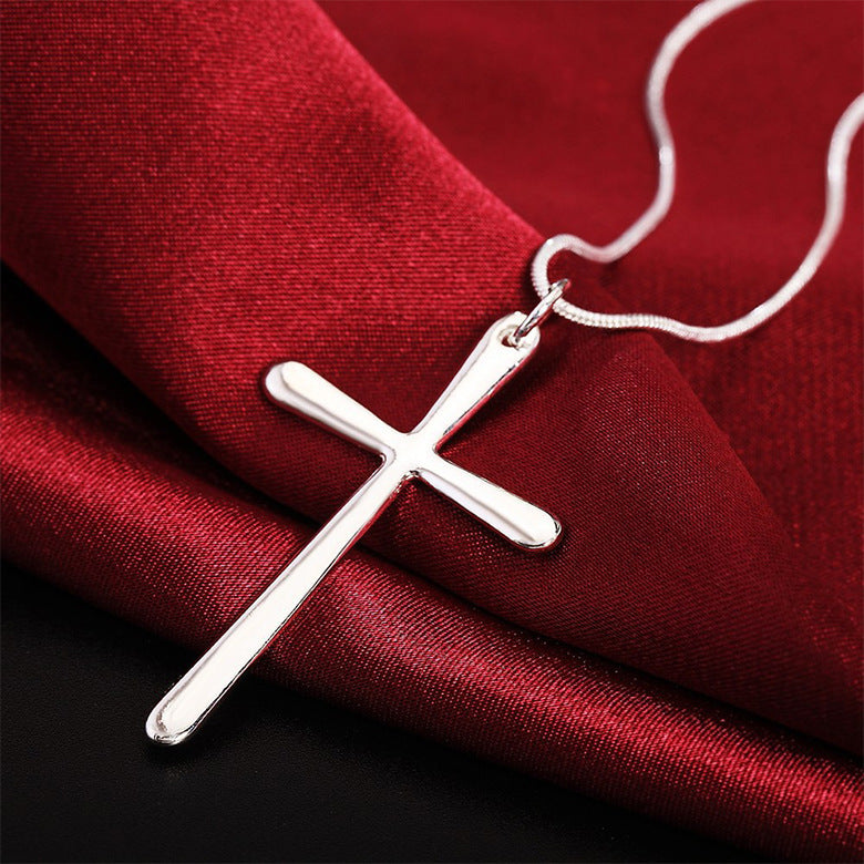Women's Platinum Cross Alloy Necklace
