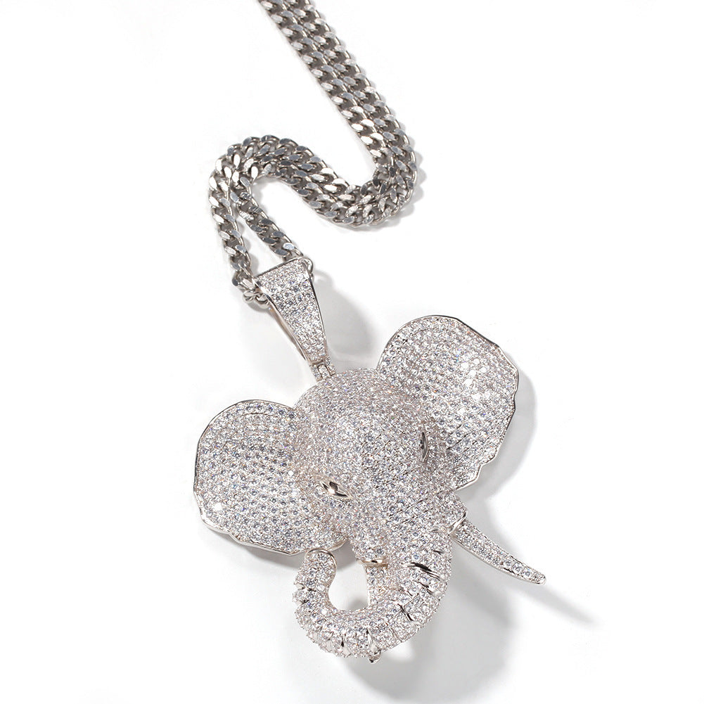 Zircon Three-dimensional Animal Elephant Pendant Necklace