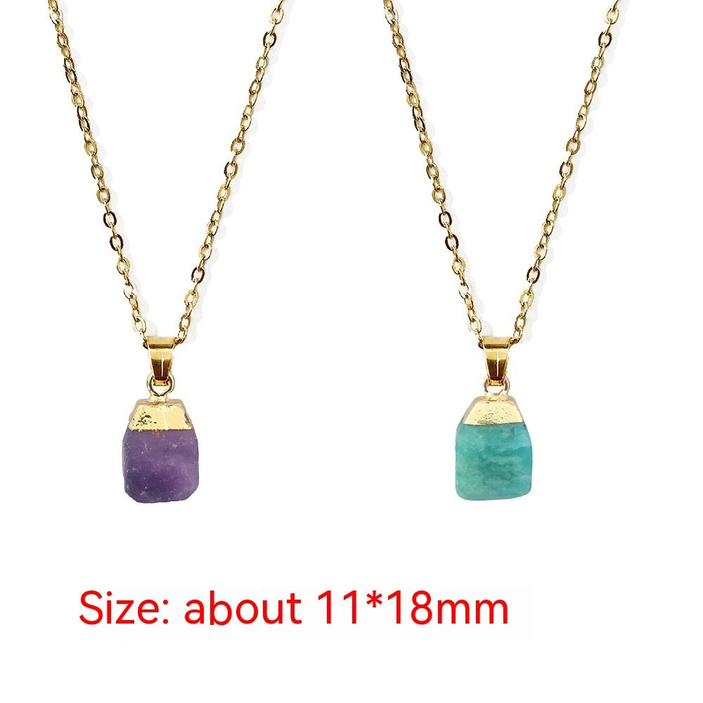 Cut Natural Necklace With Original Stone Pendant