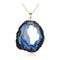 Natural Stone Pendant Rough Stone Cluster Striped Agate Crystal Hole Necklace