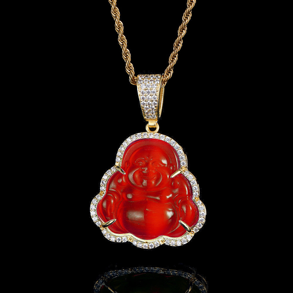 Hip Hop Necklace Opal Maitreya Buddha Pendant Necklace