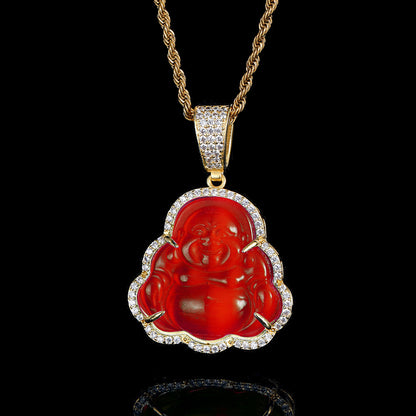 Hip Hop Necklace Opal Maitreya Buddha Pendant Necklace
