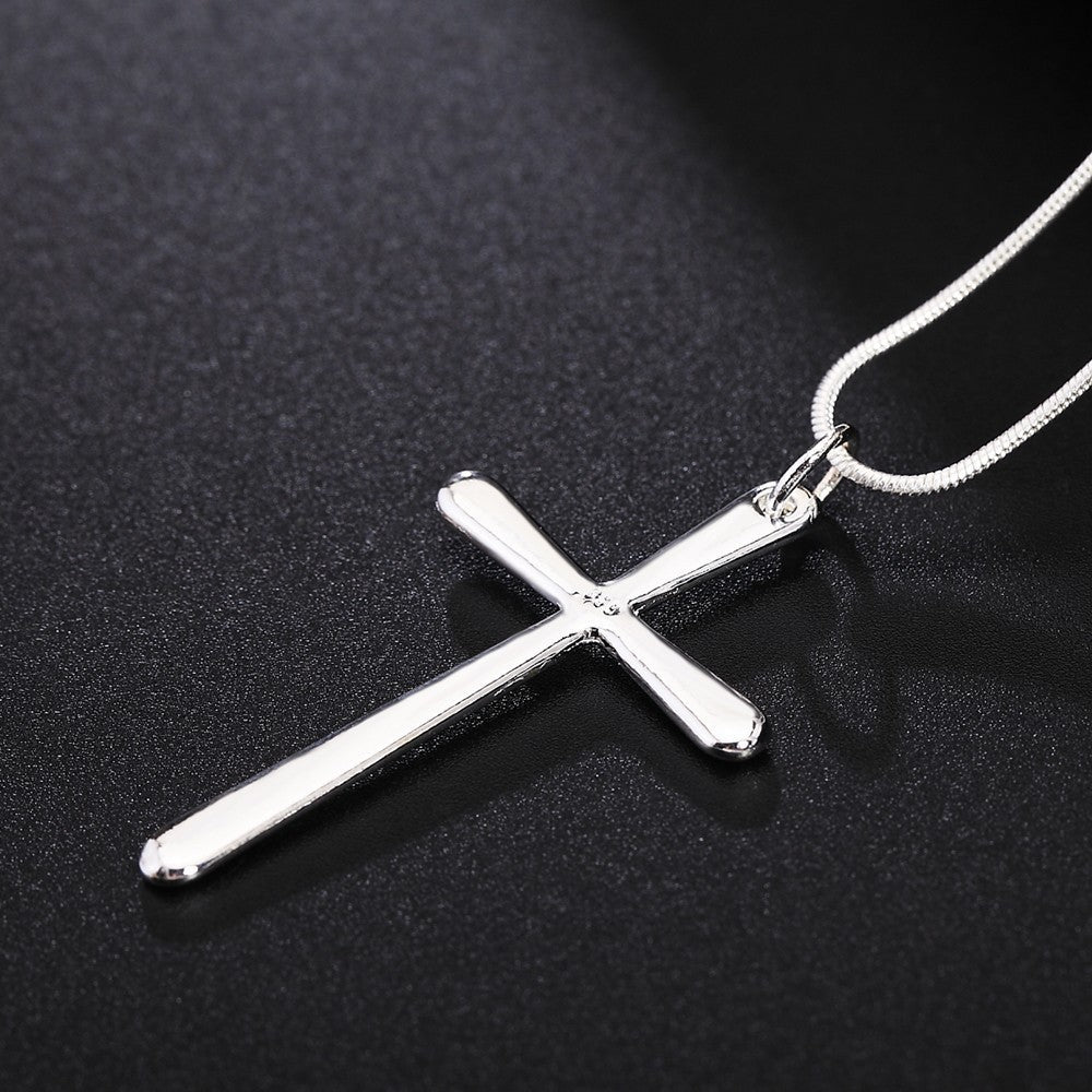 Women's Platinum Cross Alloy Necklace