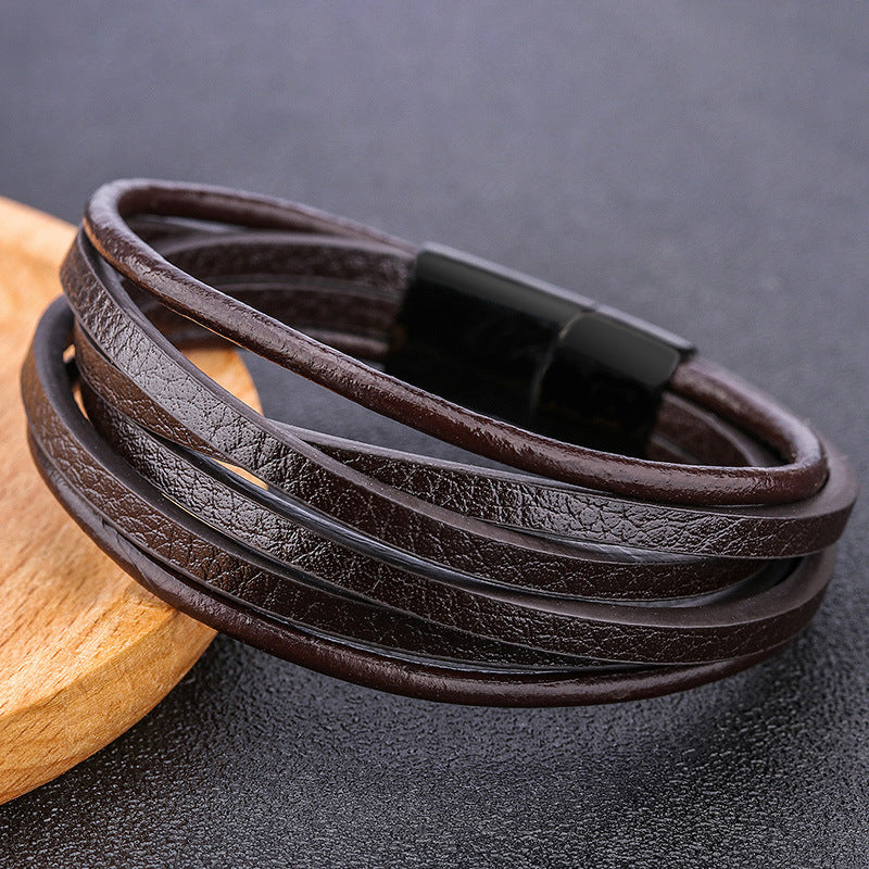 Men's Alloy Braided PU Leather Bracelet