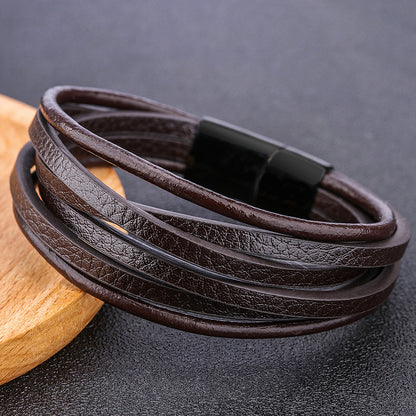 Men's Alloy Braided PU Leather Bracelet