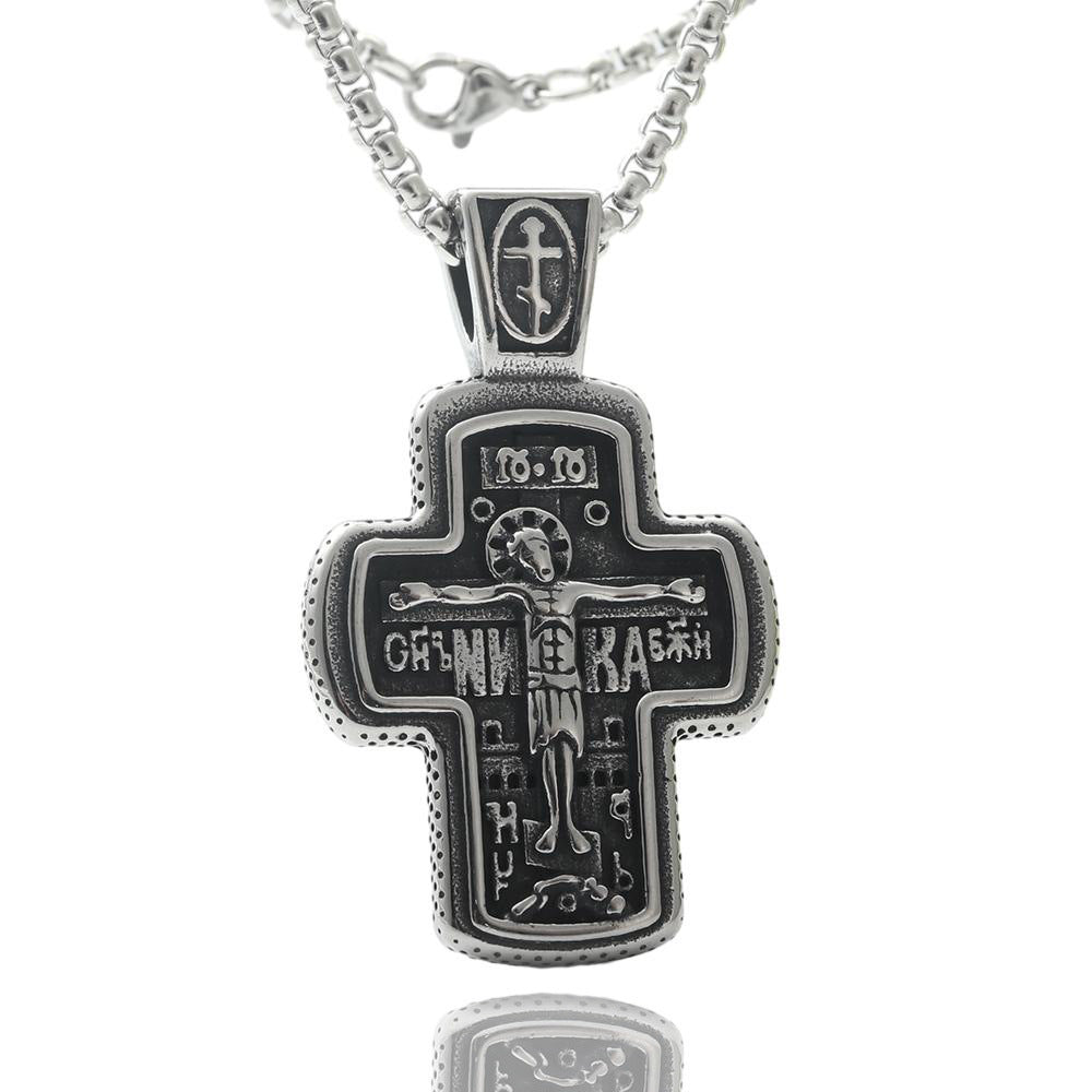 Titanium Steel Cross Necklace Retro Men's Cross Stainless Steel Pendant