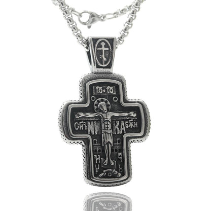 Titanium Steel Cross Necklace Retro Men's Cross Stainless Steel Pendant