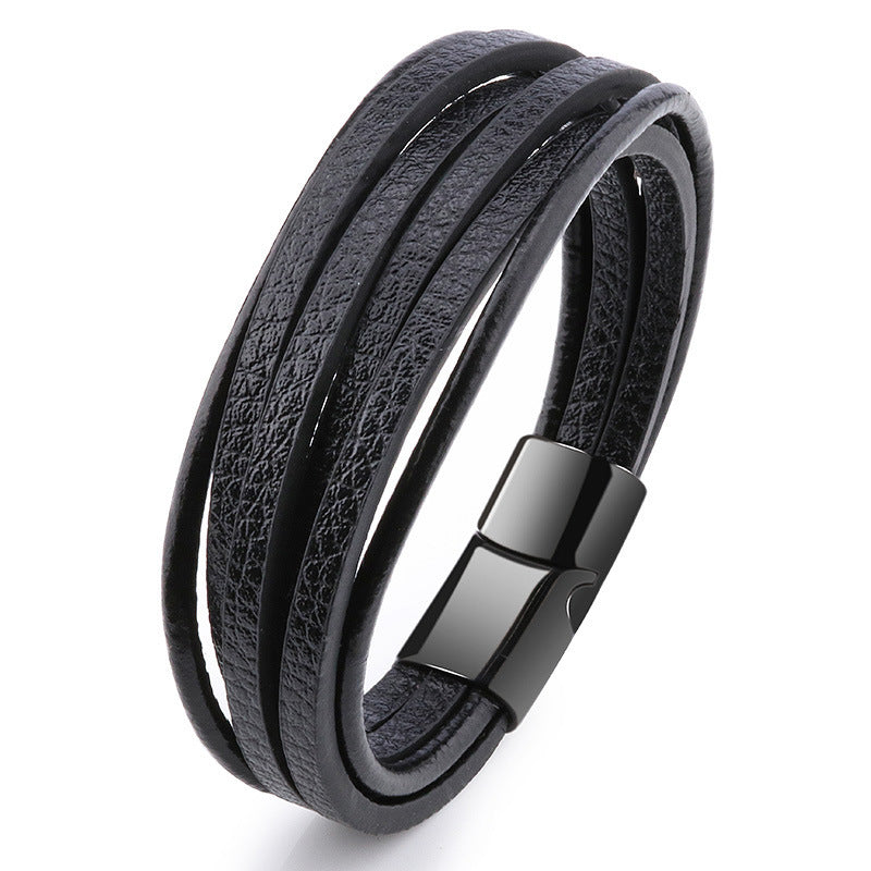Men's Alloy Braided PU Leather Bracelet