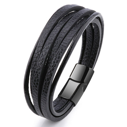 Men's Alloy Braided PU Leather Bracelet