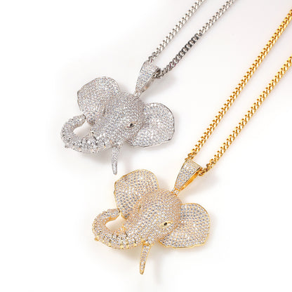 Zircon Three-dimensional Animal Elephant Pendant Necklace